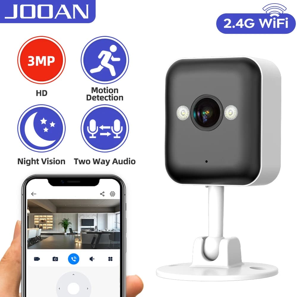 JOOAN Telecamera WiFi Mini da Esterno 3MP con Tracciamento del Movimento, Telecamera di Sicurezza IP 1080P a Colori Notturni, Impermeabile, Monitor Intelligente per Casa e Bambini