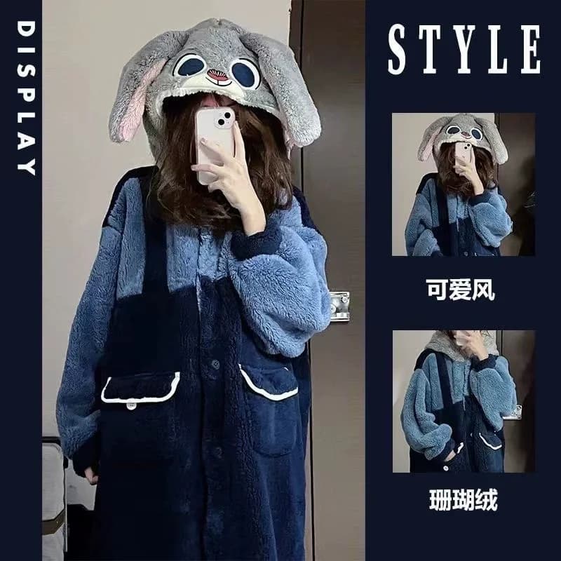 Zootopia Judy Nightwear Set Nightwear Thickness Home Clothes Couple Autumn Winter Pijama Night Shirt Air Conditioning Gift Cover