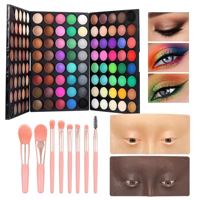 Palette di ombretti da 120 colori, glitter e opachi, con pennello, palette di ombretti colorati arcobaleno, altamente pigmentati, a lunga durata, per il trucco degli occhi