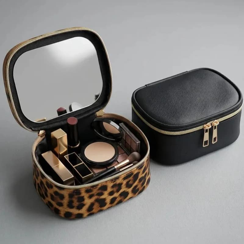 2026 New Makeup Bag with Mirror Travel Waterproof Small Cosmetic Organizer for Women Portable Toiletry Bag Cosmetics Storage Bag