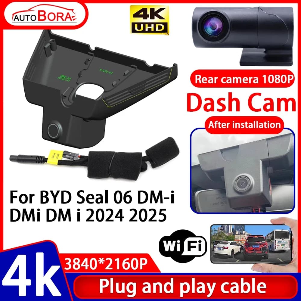 ZhuCamX Video Recorder Night Visio 4K UHD Plug and Play Car DVR Dash Cam Camera for BYD Seal 06 DM-i DMi DM i 2024 2025