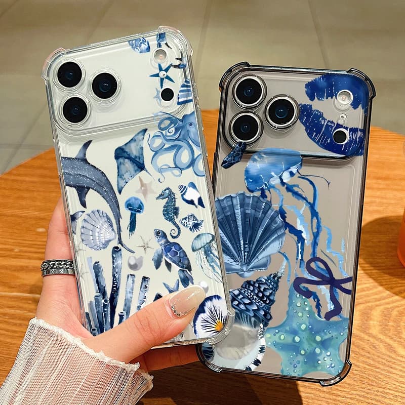 Custodia per telefono in silicone tartaruga balena per iPhone Air 17 Pro Max 16 15 Pro Max 14 13 12 Pro Max 11 Cover morbida trasparente antiurto