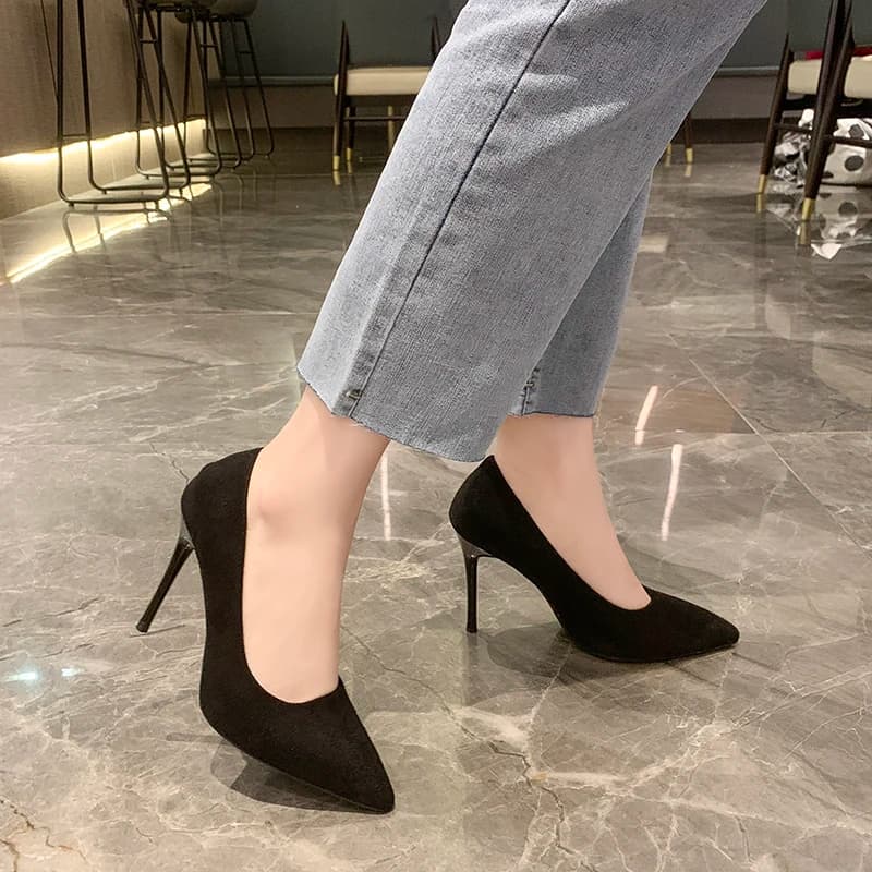 Donne Nuovi Sandali Con Tacco Medio Nero 6-8-10 cm A Punta Tacco Sottile Baotou Banchetto Scarpe Con Tacco Alto Scarpe Da Donna Tacones Mujer
