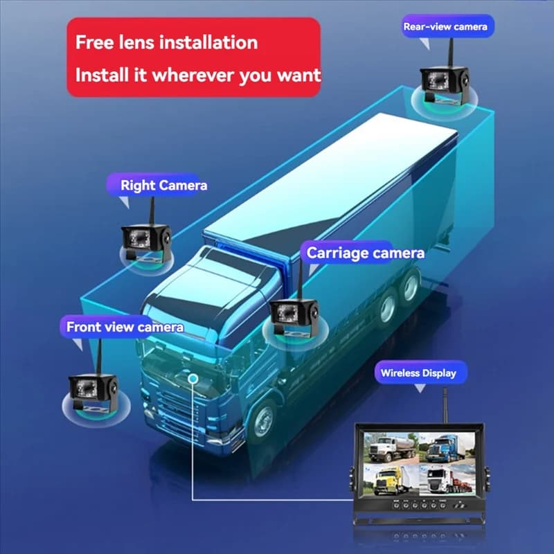 Kit monitor AHD per telecamera di registrazione DVR di backup wireless digitale AHD da 9 pollici per camion rimorchio bus pickup Trailer-A67F