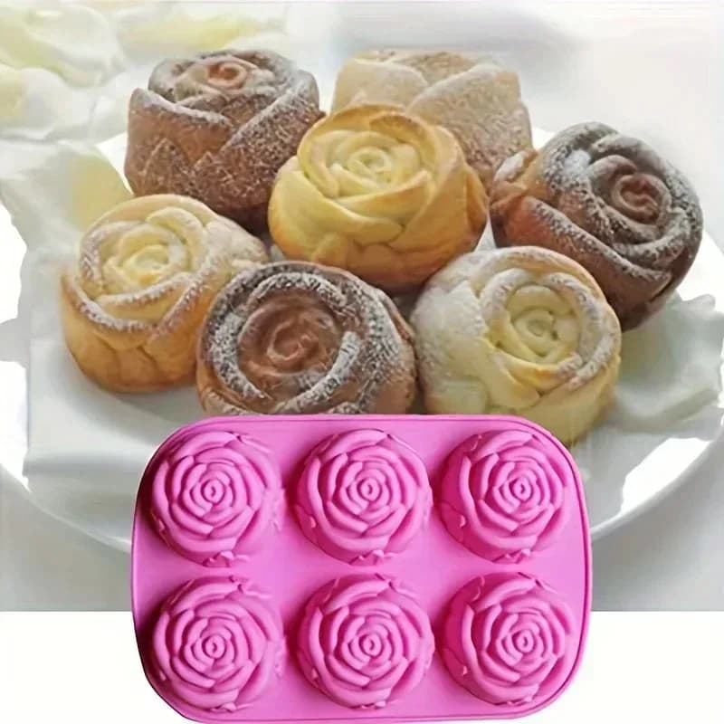 Stampo a forma di rosa per sapone fatto a mano, teglia da forno, torta, cioccolato, vassoio per cubetti di ghiaccio, strumento artigianale fai da te