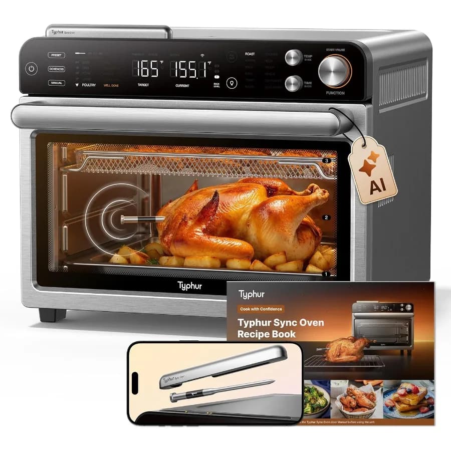 Large 12 in 1 27QT support toaster oven with 360 Turbo Convection Dehy intelligent wireless probe