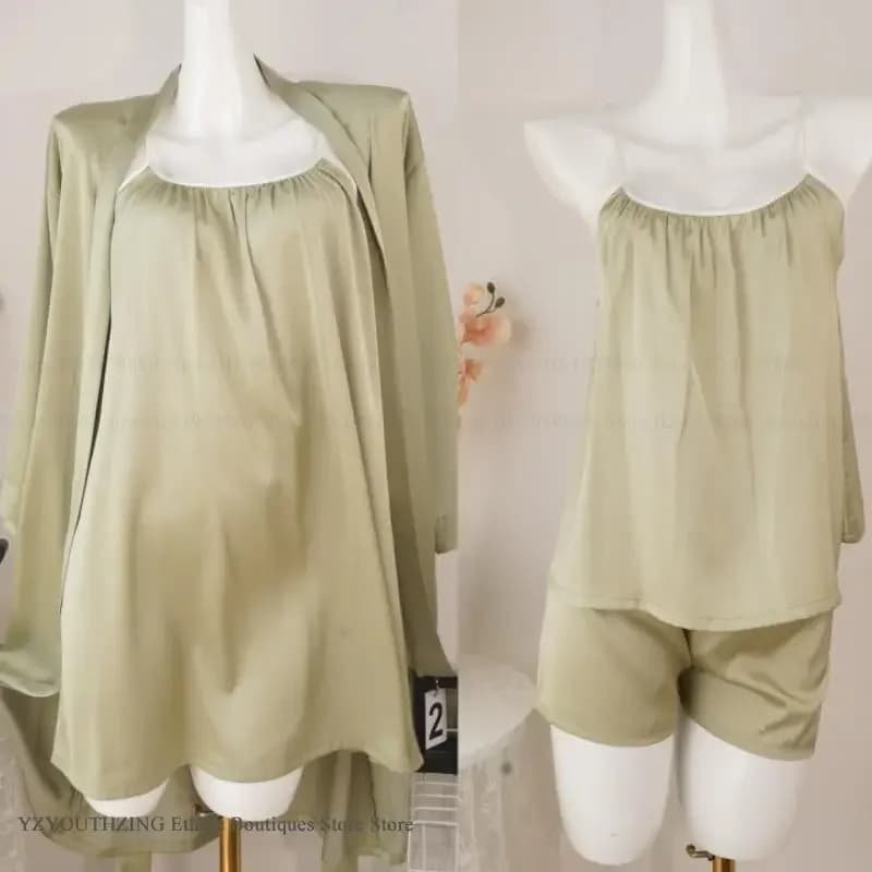Pigiama femminile Abito a quattro pezzi Estate Nuovi indumenti da notte Homewear Accappatoio allentato Abito da notte Cami Shorts Pigiama Completo da salotto