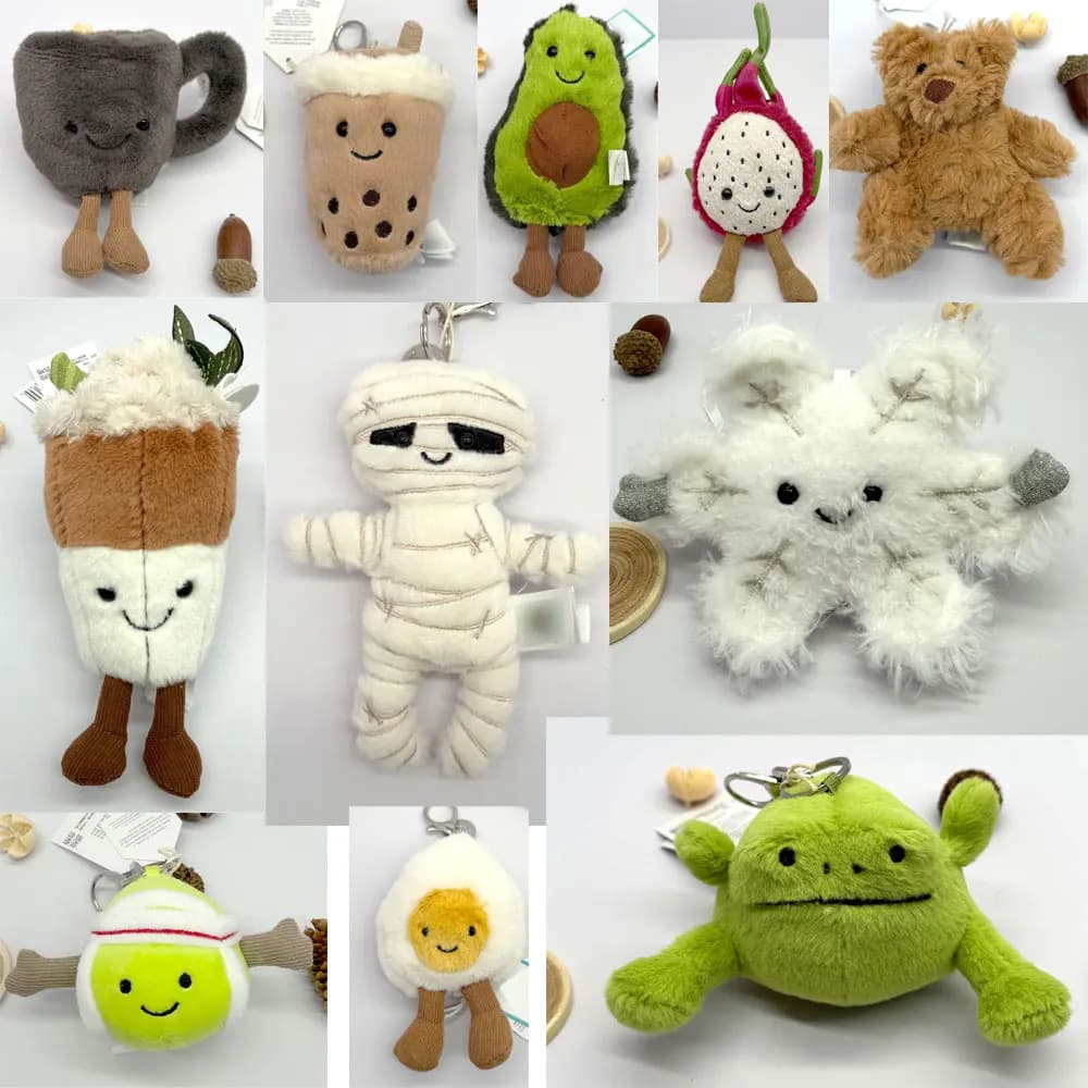 Portachiavi in peluche serie JC Adorable Fruit (Mangostano) e Dessert (Macaron) — Ciondoli e accessori per zaini | Regali Squisiti