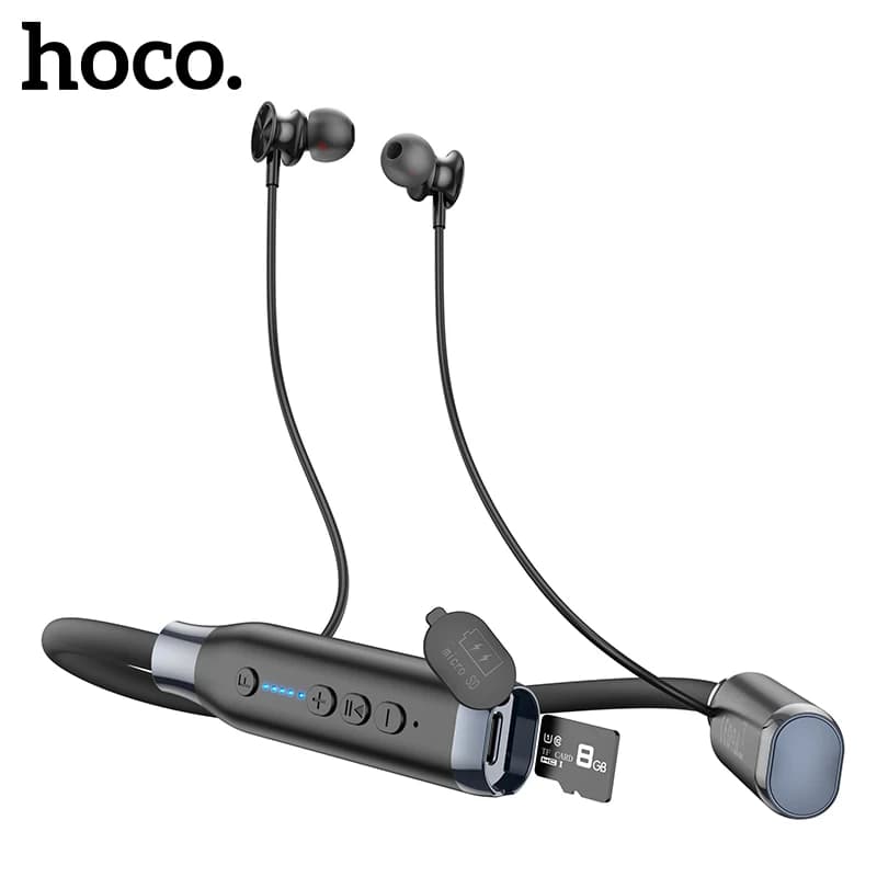 HOCO Neck Band Bluetooth 5.3 Auricolari sportivi magnetici Runnung Supporto Bluetooth Riproduzione scheda TF Cuffie musicali Standby di lunga durata