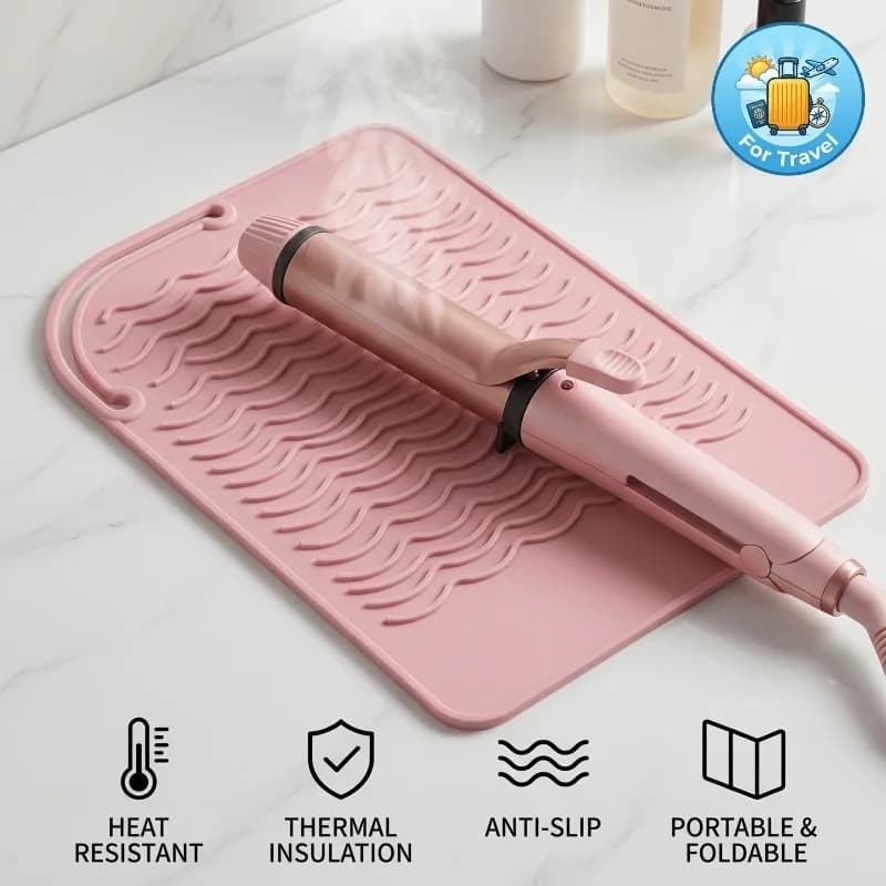 1 PCS Curling Iron Heat-Resistant Pad, Foldable Travel Style Hair Tool Storage Bag, Straightener Anti Scald Insulation Pad