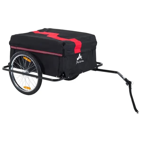 Rimorchio per Bicicletta, Carrello Portabagagli a Due Ruote con Copertura Rimovibile, Uso Versatile, Rosso