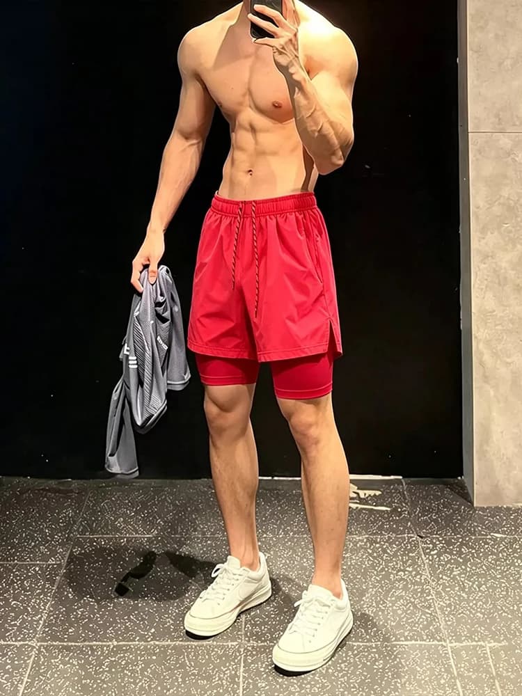Pantaloncini Sportivi da Uomo a Cinque Punti in Seta Ghiaccio Sottile ad Asciugatura Rapida, per Fitness, Corsa e Allenamento Estivo, Gamba Dritta, Vita Media con Cintura