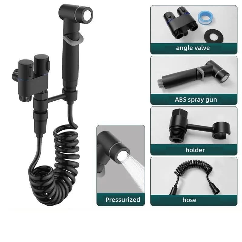 Set Bidet per Pulizia WC, Spruzzatore Portatile per Bidet, Doccia Bidet Manuale, Accessori con Valvola Angolare a Doppia Uscita