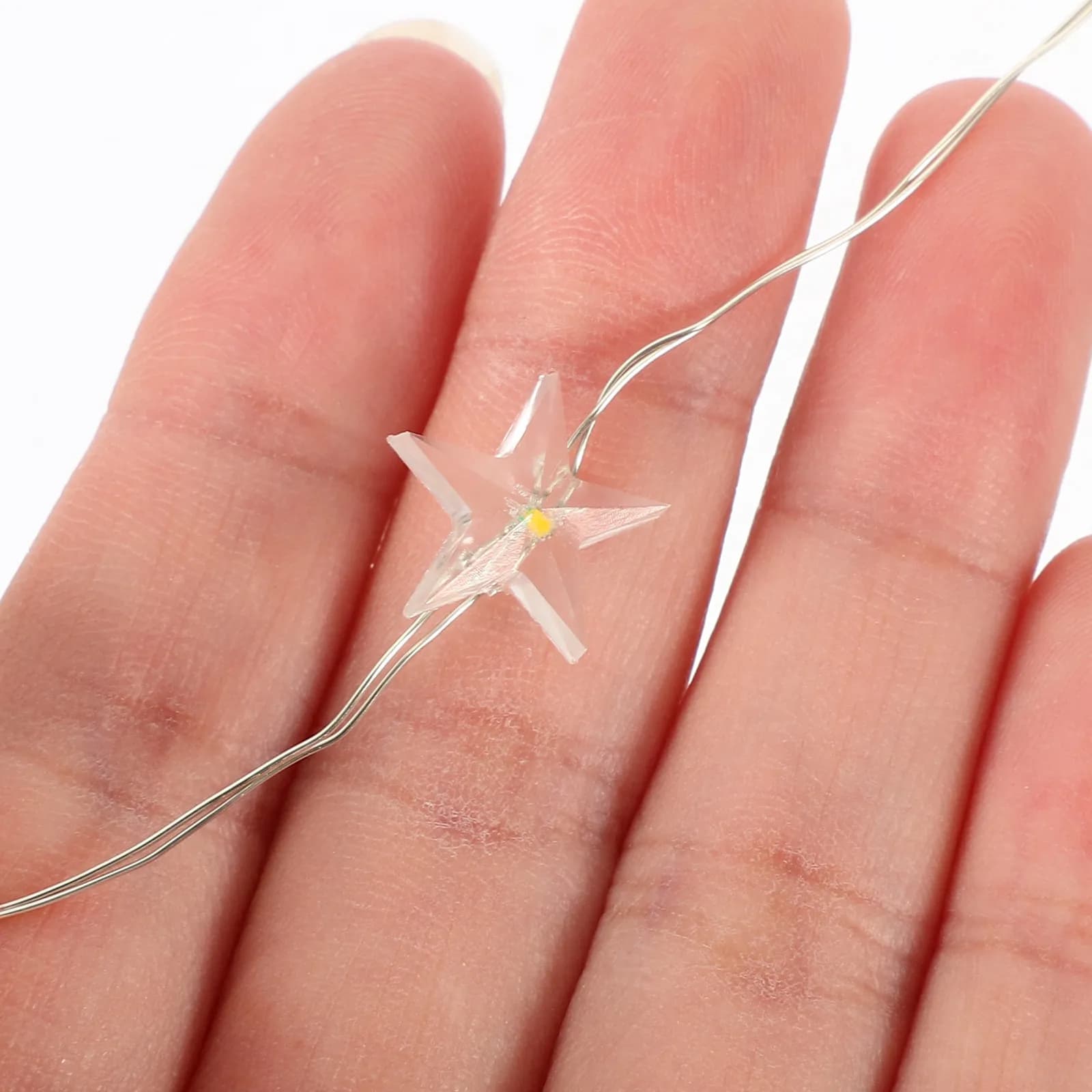 Luci a stringa a forma di stella da 2M con 20 LED, bianco caldo, impermeabili, per decorazioni da giardino, patio, cortile, casa, feste e matrimoni