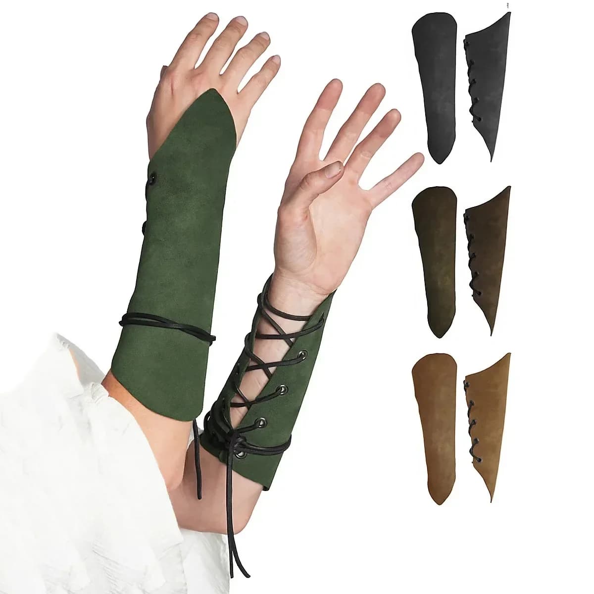 Donne Costume Celtico Puntelli Braccialetti Medeival Pelle Scamosciata Lace Up Pixie Archer Braccio Gear Elfo Cosplay Aceessories Hunter Guanti