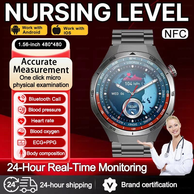 Nuovo Smartwatch 2026 con ECG+PPG, Monitoraggio Lipidi, Acido Urico, Pressione Sanguigna, NFC, Chiamate HD, Funzioni Sportive e Salute