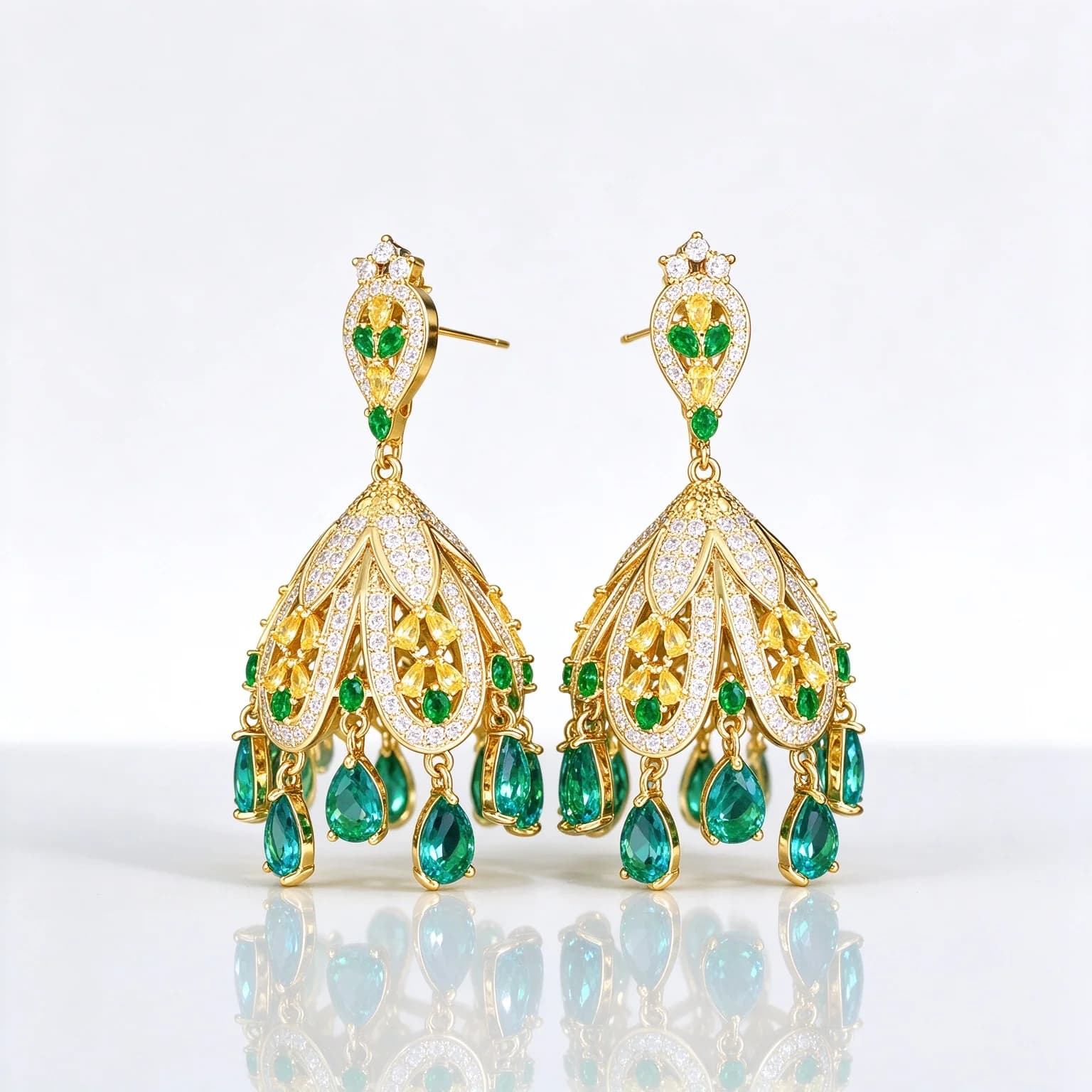 Luxury 925 Sterling Silver Wind Chime Drop Earrings Inlaid Dazzling Cubic Zirconia for Women Gorgeous Wedding Party Jewelry Gift
