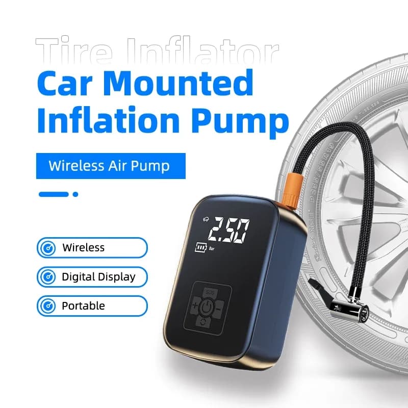 Pompa di gonfiaggio per display digitale wireless montata su auto Gonfiatore per pneumatici Pompa di aria wireless portatile per gonfiatore wireless per auto elettriche