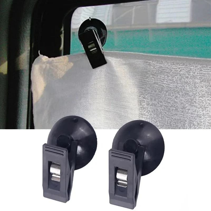 1 Paio di Clip a Ventosa Nere Rimovibili per Finestrino Auto, Supporto in Plastica per Tendina Parasole, Asciugamano, Biglietto
