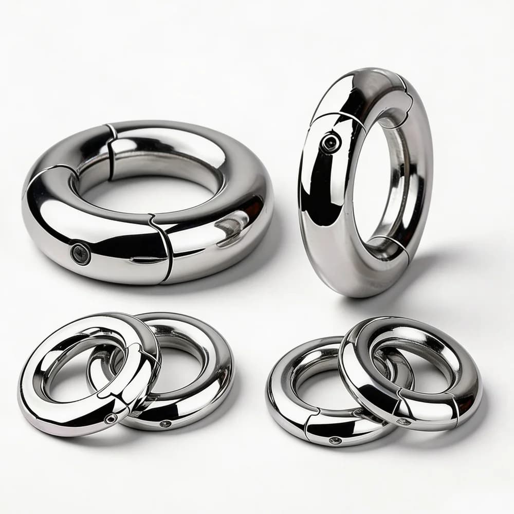 LEZEE Metal Semen Lock Rings Scrotum Stretcher Heavy Metal Testicle Weight Bearing Ring Delay Ejaculation Penis Exerciser BDSM