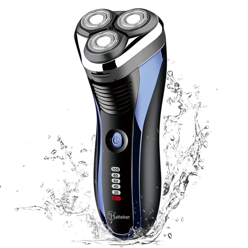 Rasoio Elettrico Portatile Hatteker con Display LCD, USB, Impermeabile, Qualità di Rasatura Simile a Quella da Barbiere per Uomo