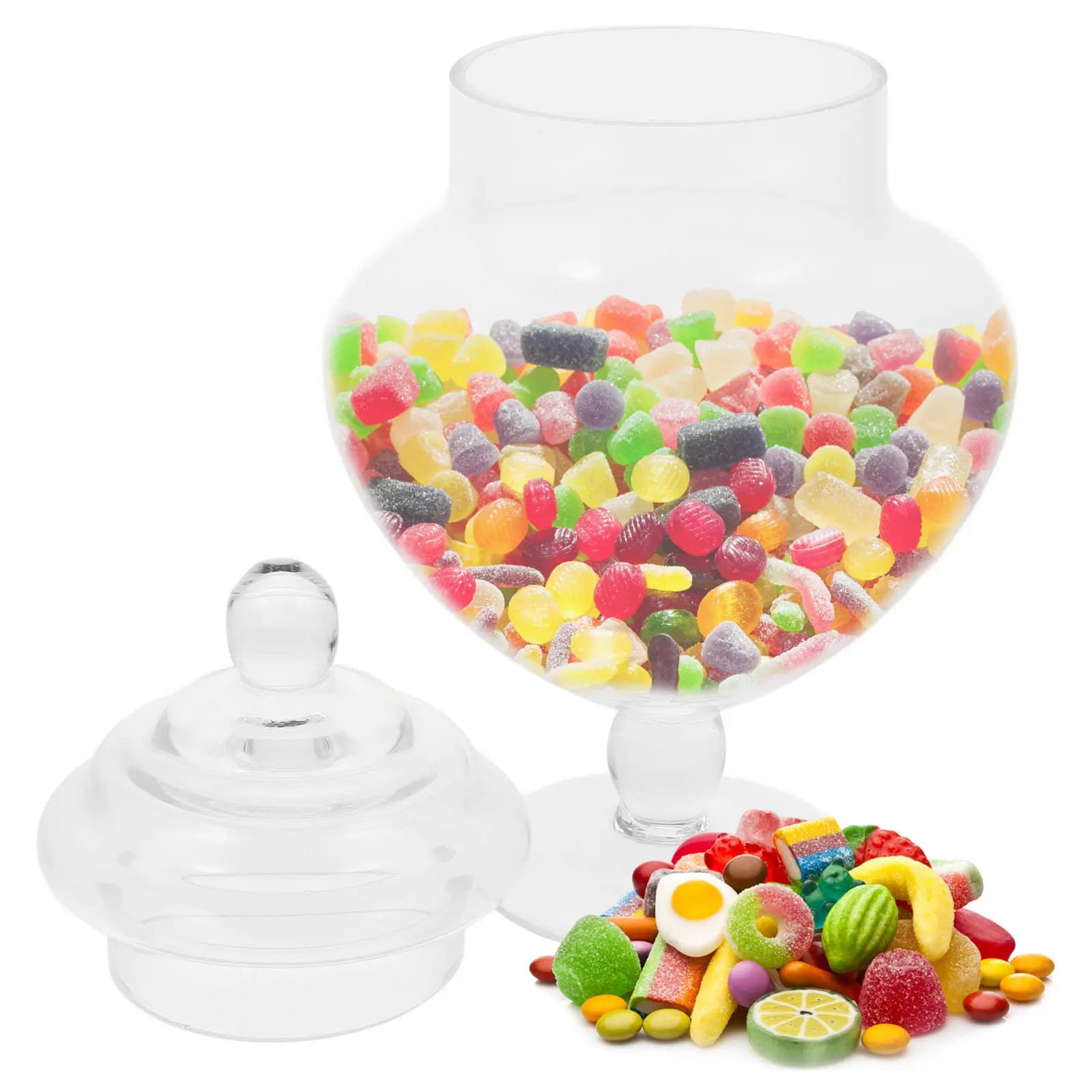 Elegante Barattolo in Vetro Trasparente per Caramelle, Contenitore Versatile per Biscotti, Marshmallow, Cioccolato, Frutta Secca, Regalo per Feste