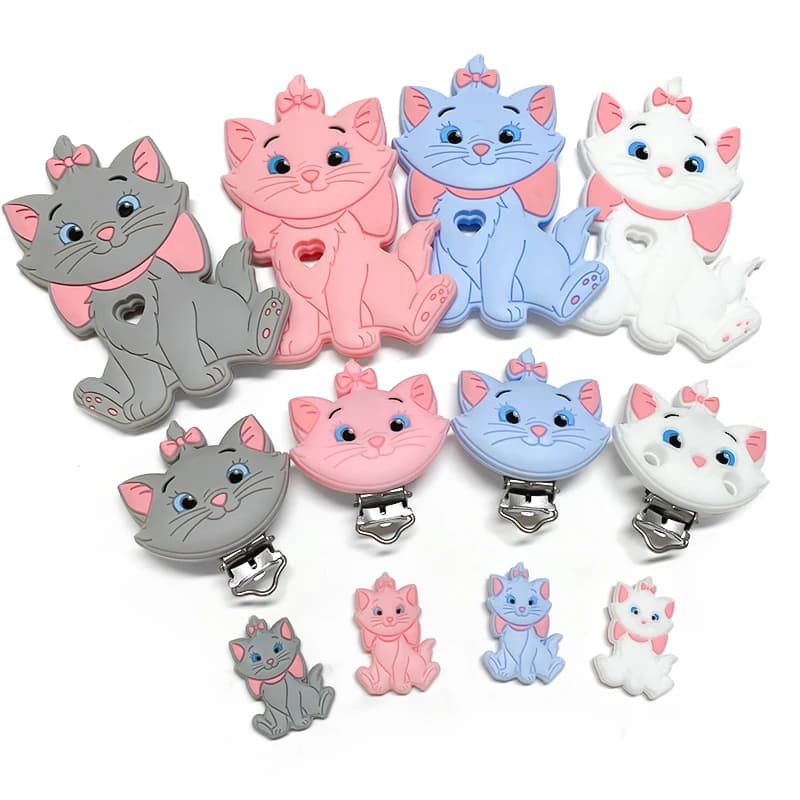 1/3/10 pezzi Disney Silicone Marie Cat Clip per ciuccio in silicone Perlina molare Accessori per gioielli con catena ciuccio fai da te