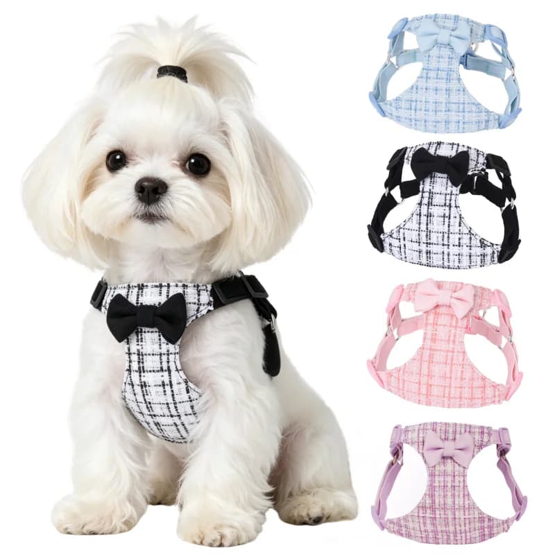 Dog Harness Leash Set Bow Anti-Escape Cat Harness Walking Dog Vest Harnesses Adjustable Puppy Chest Strap for Small Medium Dogs