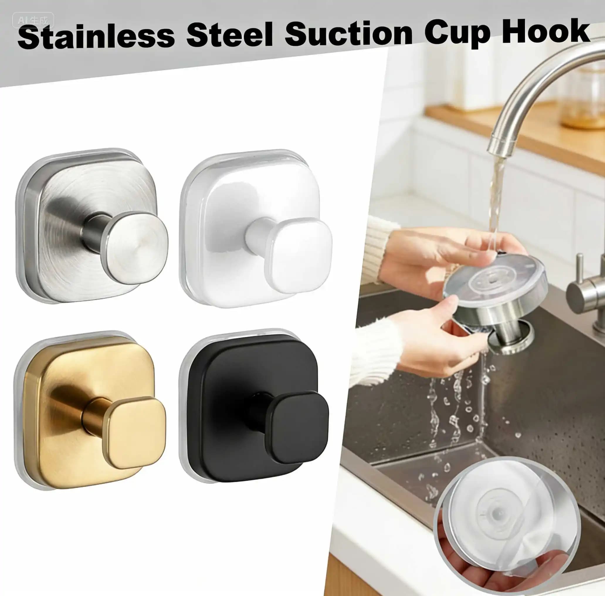 1-4PCS Reusable Suction Cup Wreath Hanger for Christmas Wreaths Suction Cup Hooks for No-Drill Removable Waterproof Shower Hooks