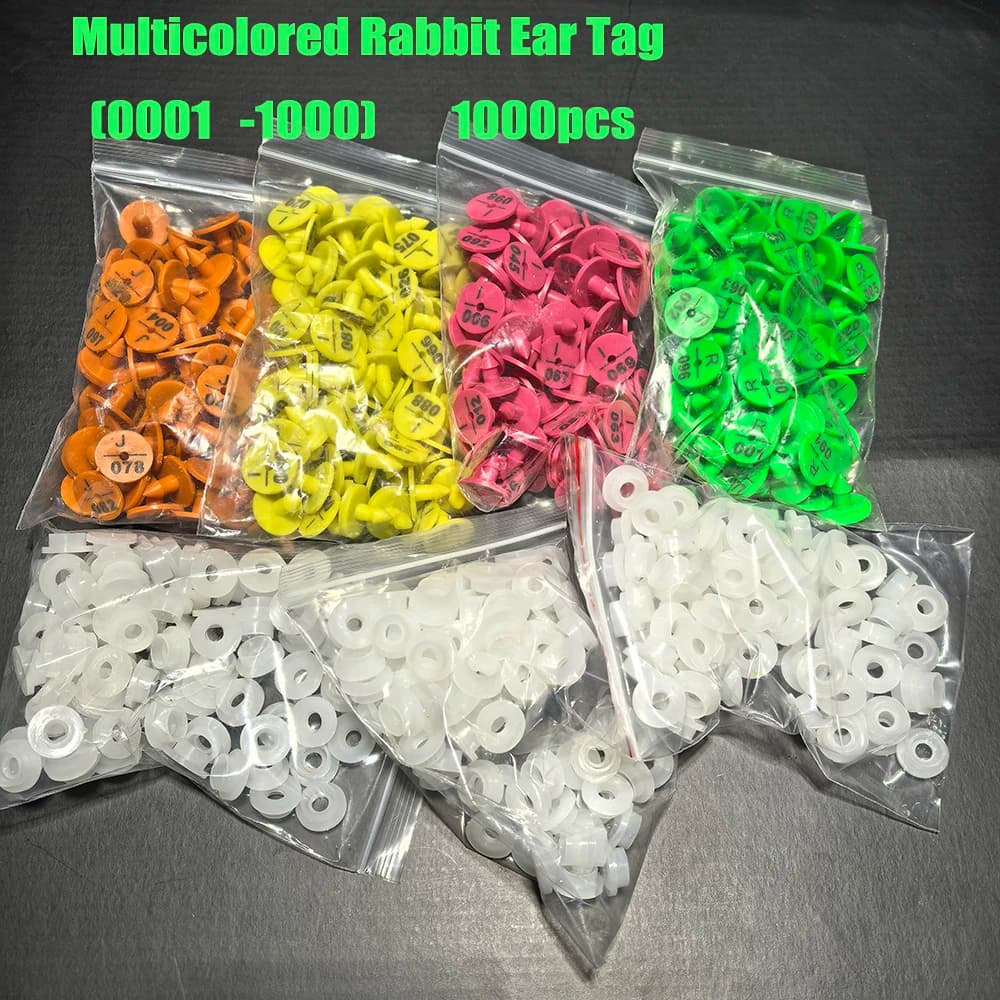 Etichetta auricolare di coniglio multicolore da 1000 pezzi con numero 0001-1000, etichetta auricolare per piccola fattoria di animali domestici con incisione laser