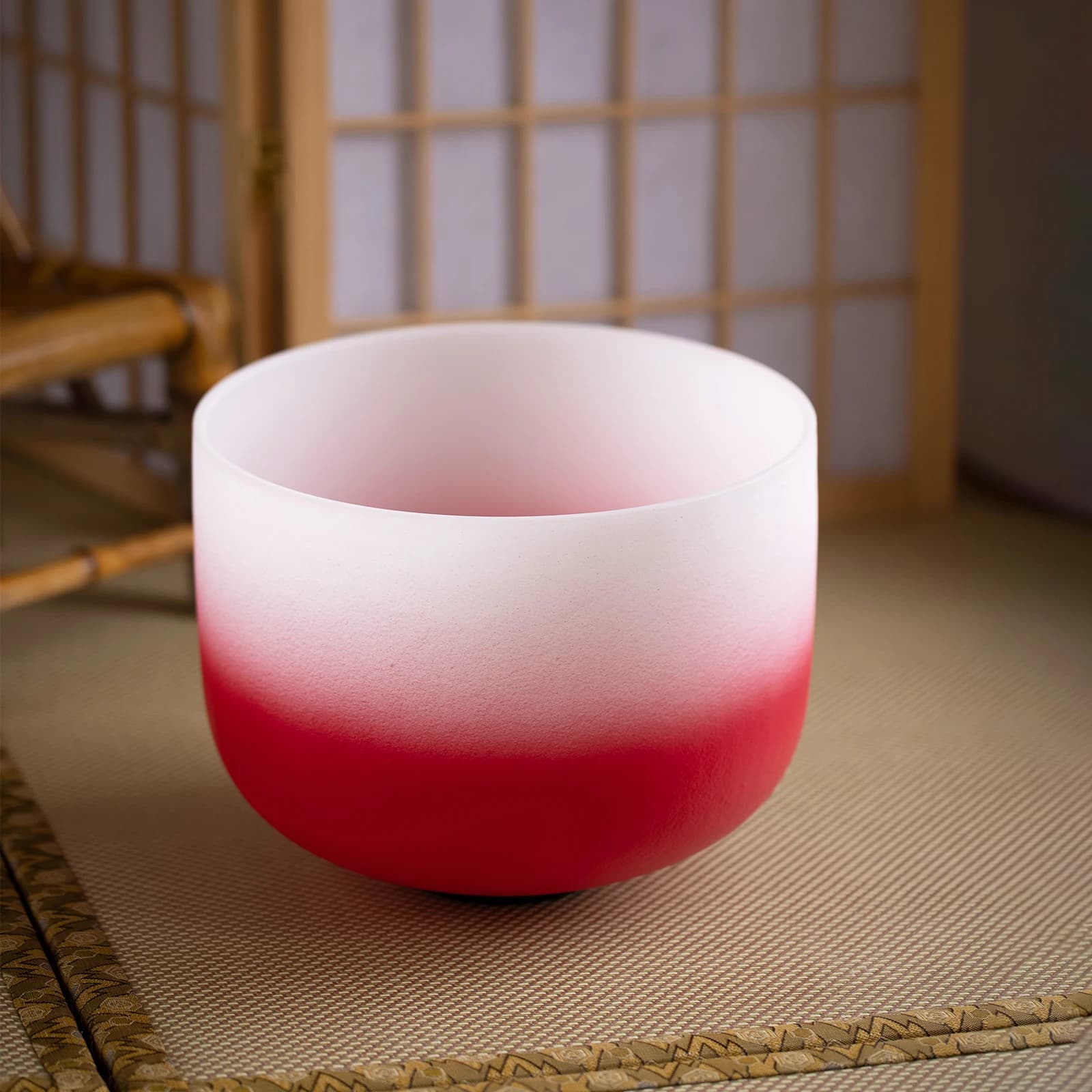 Hye-eun 12inch C Note Root Chakra Red Gradient Color Crystal Singing Bowl with Suede Stick for Energy Blance Reduce Pain