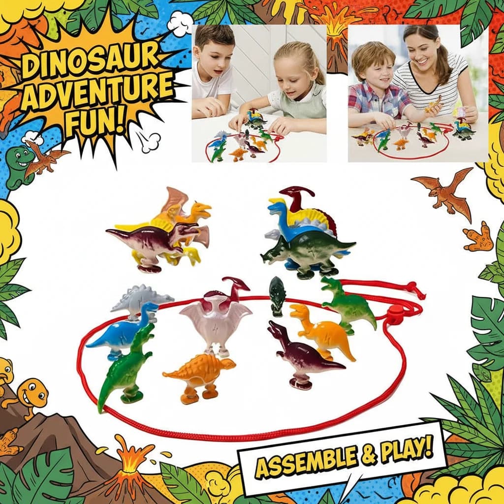 Set di 20 Pezzi di Scacchi Magnetici a Forma di Dinosauri con Cordino, Gioco Antistress per Bambini e Adulti, Giochi Natalizi per Famiglia