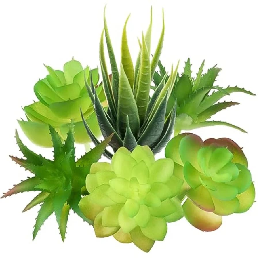 Fake Succulent Plants, 6pcs Mini Green Succulent Plants Faux, Artificial Succulents Plants for DIY Crafting Home Floral Wall Of