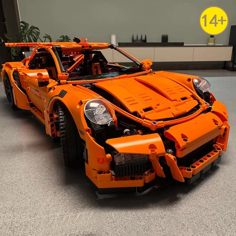2704 Pcs 1:8 Technical Orange Supercar Building Blocks Assembly Model Toy, Christmas Gift for Furniture ornaments