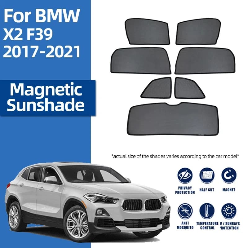 For BMW X2 F39 2017-2022 Car Magnetic Sunshade Front Windshield Curtain Folding Rear Side Window Mesh Sun Shade Visor