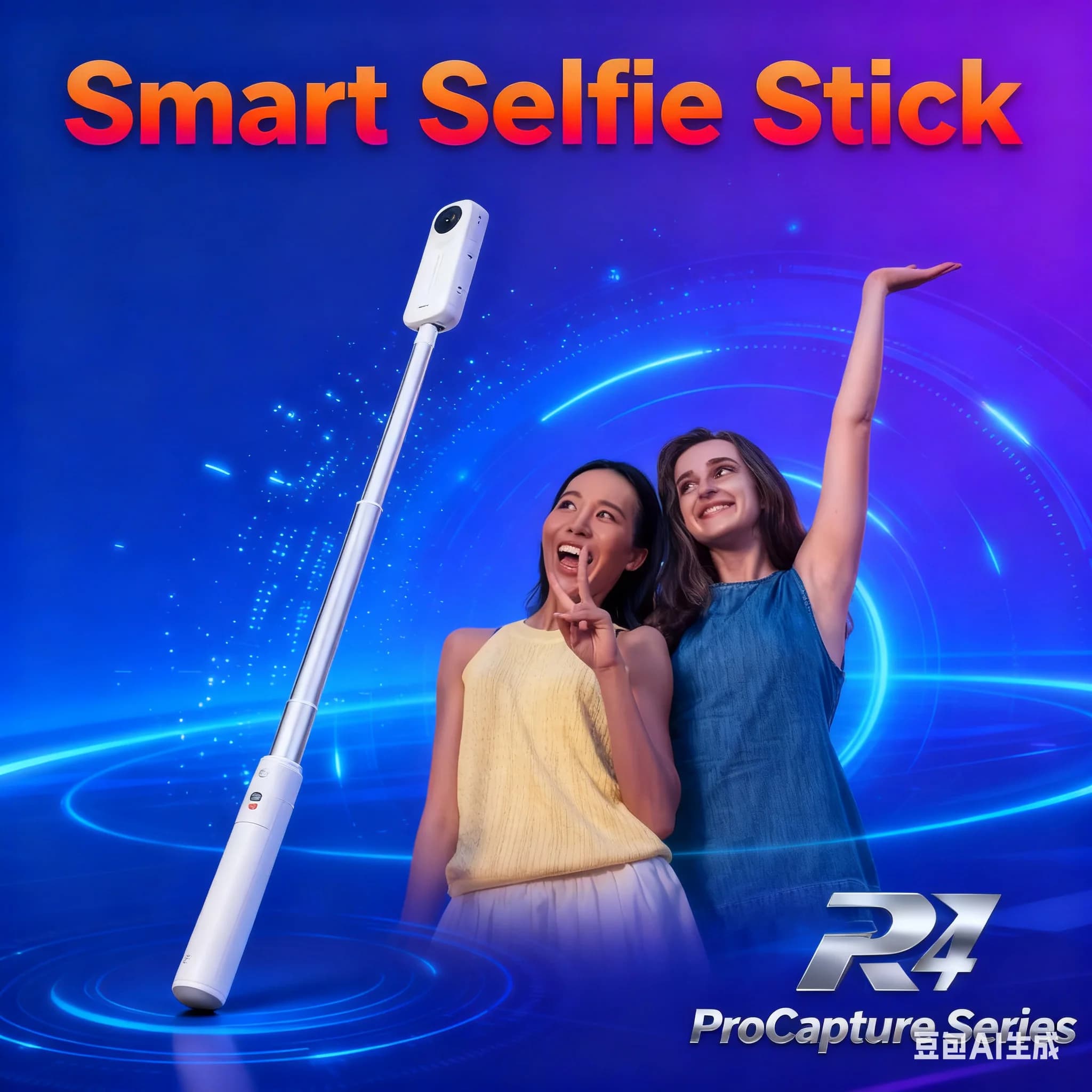 Bastone selfie invisibile da 114 cm - Per Insta360 GO Ultra/X5/Ace Pro 2, bianco satinato leggero