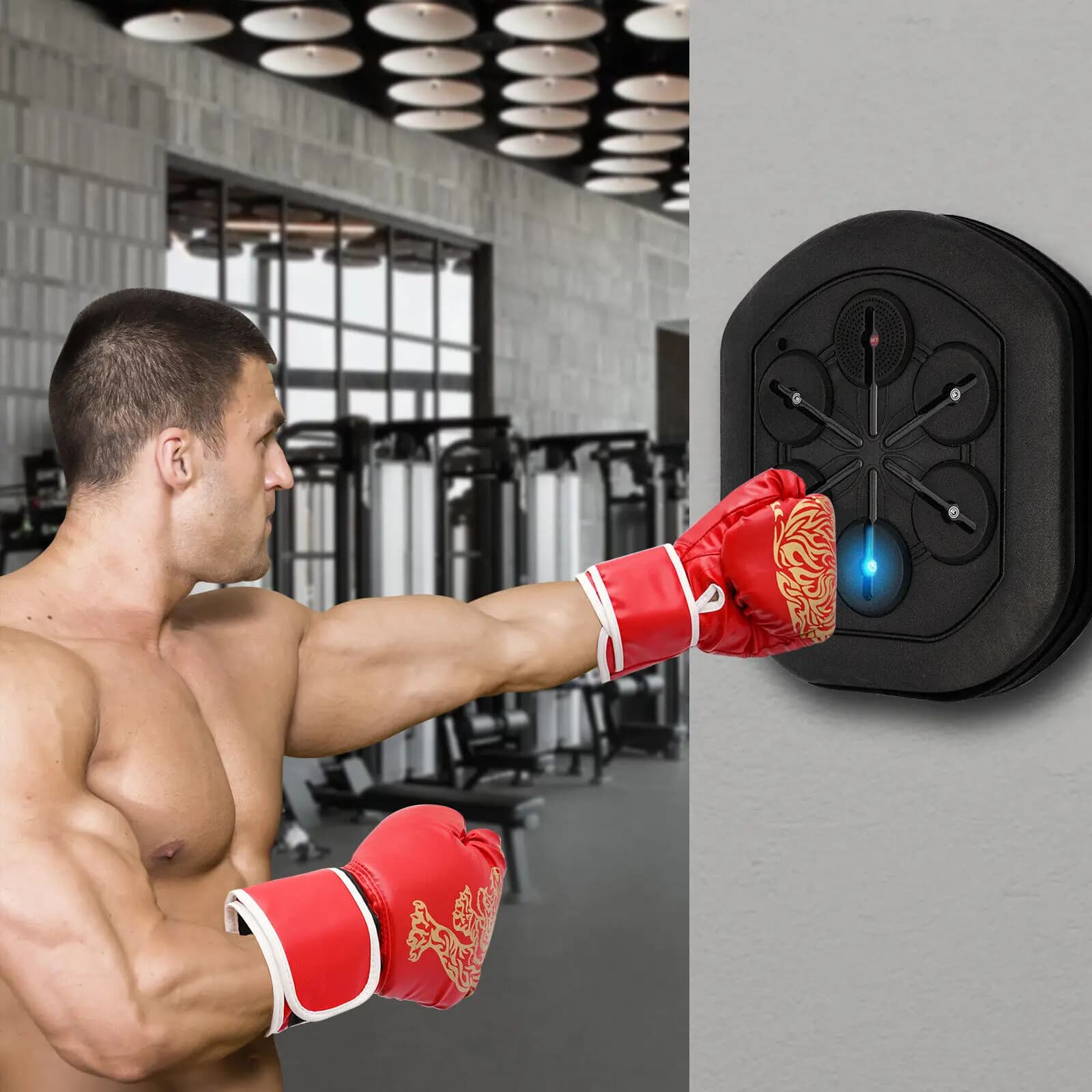 Musical boxing machine Boxing bag for wall target: improves reaction time and stress relief with interactive musical features