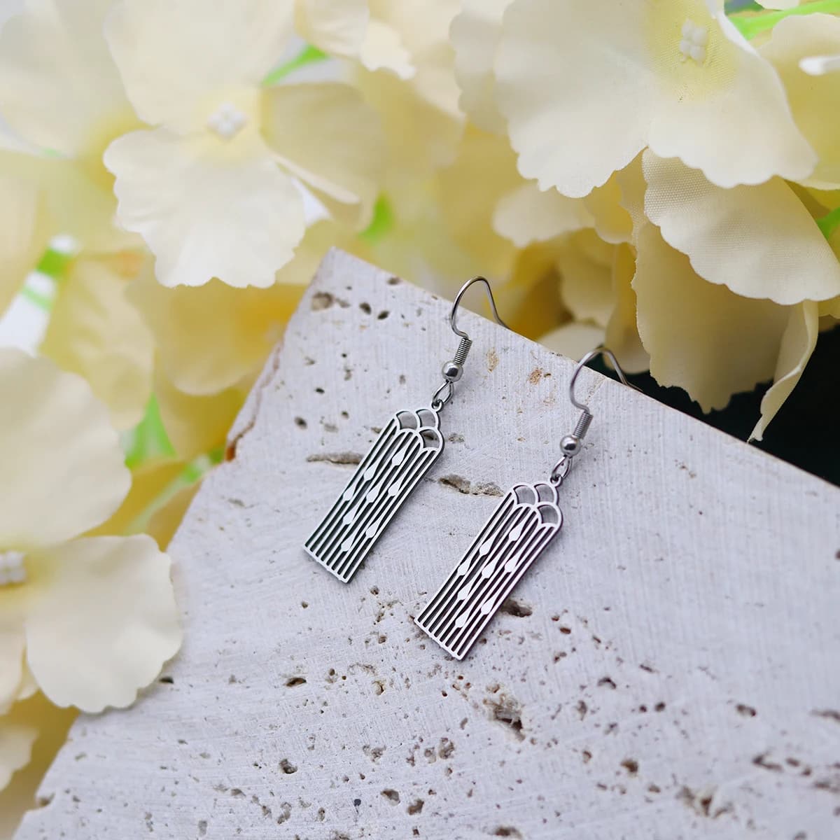 Kinitial Geometric Stainless Steel Earrings For Women Girls Wind Chime Hanging Earring Trend Jewelry Mother's Day Gift