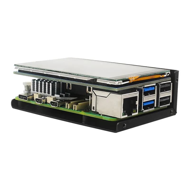 Suitable for Raspberry Pi 5 3.5-inch LCD Resistive Touch Screen 3.5-inch Metal/ABS Shell Integrated, High Refresh Rate