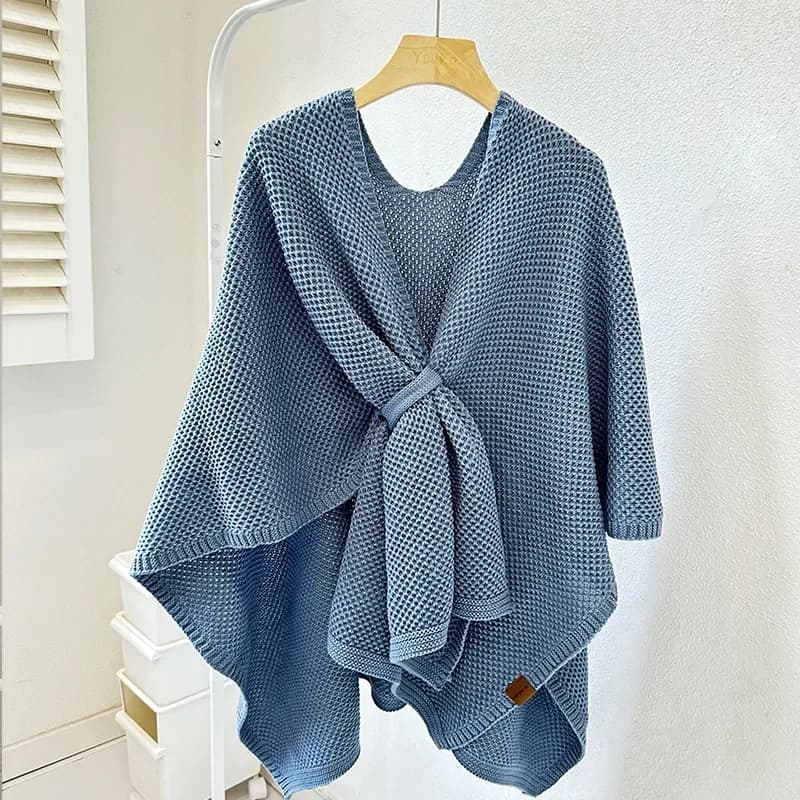 Cappotto scialle lavorato a maglia in 8 colori Poncho allentato caldo Cappa Autunno Wrap Donna Mantello streetwear incrociato