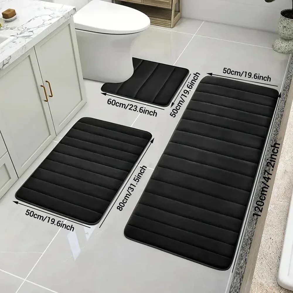 Set of 3 pieces bathroom mat for feet soft absorbent Memory Foam pad fast dry floor non-slip kitchen shower zerbino mat for wc