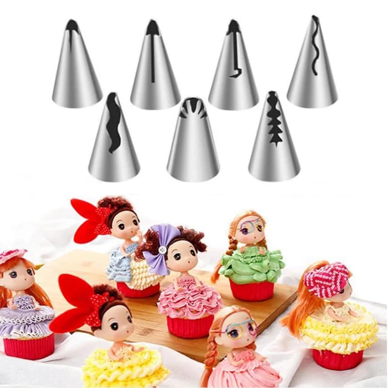 7 pezzi ugelli per tubazioni russe in acciaio inossidabile punte per tubazioni set pasticceria gonna a pieghe kit ugelli per tubazioni strumenti per decorare torte fai da te