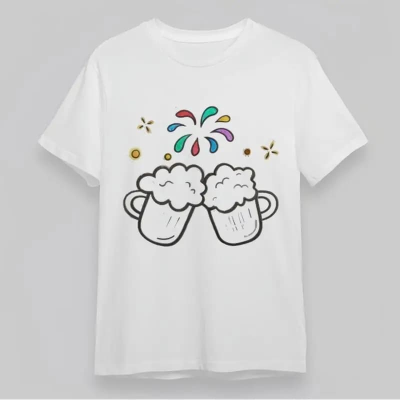 T-shirt classica da donna per tutte le stagioni, tazze da birra schiumose con