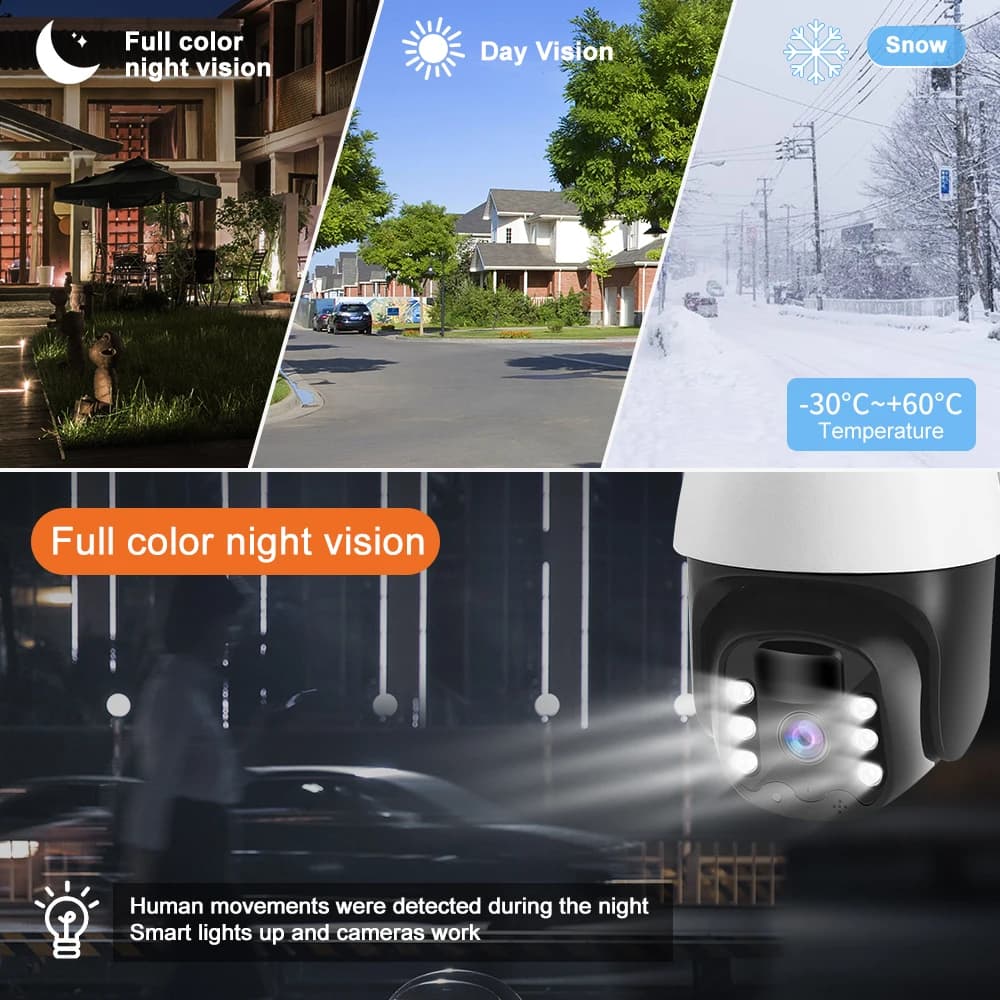 2MP 1080P Custodia in metallo Tuya APP 4G/WIFI Telecamera IP Energia solare Wireless PTZ a colori Citofono di sicurezza domestica CCTV Baby Monitor