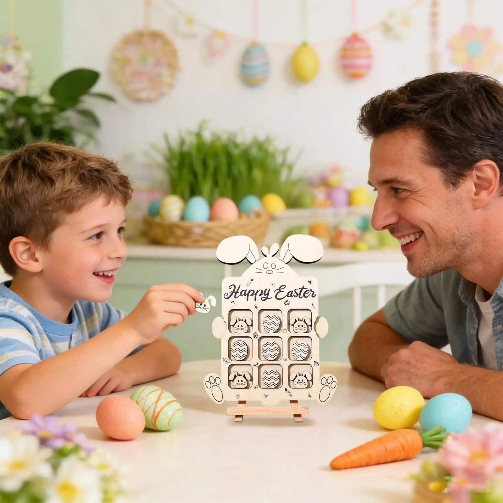 Gioco da Tavolo per Bambini, Tris Colorato in Legno, Gioco Interattivo Multifunzionale per Due Giocatori, Ideale per l'Interazione Genitore-Figlio