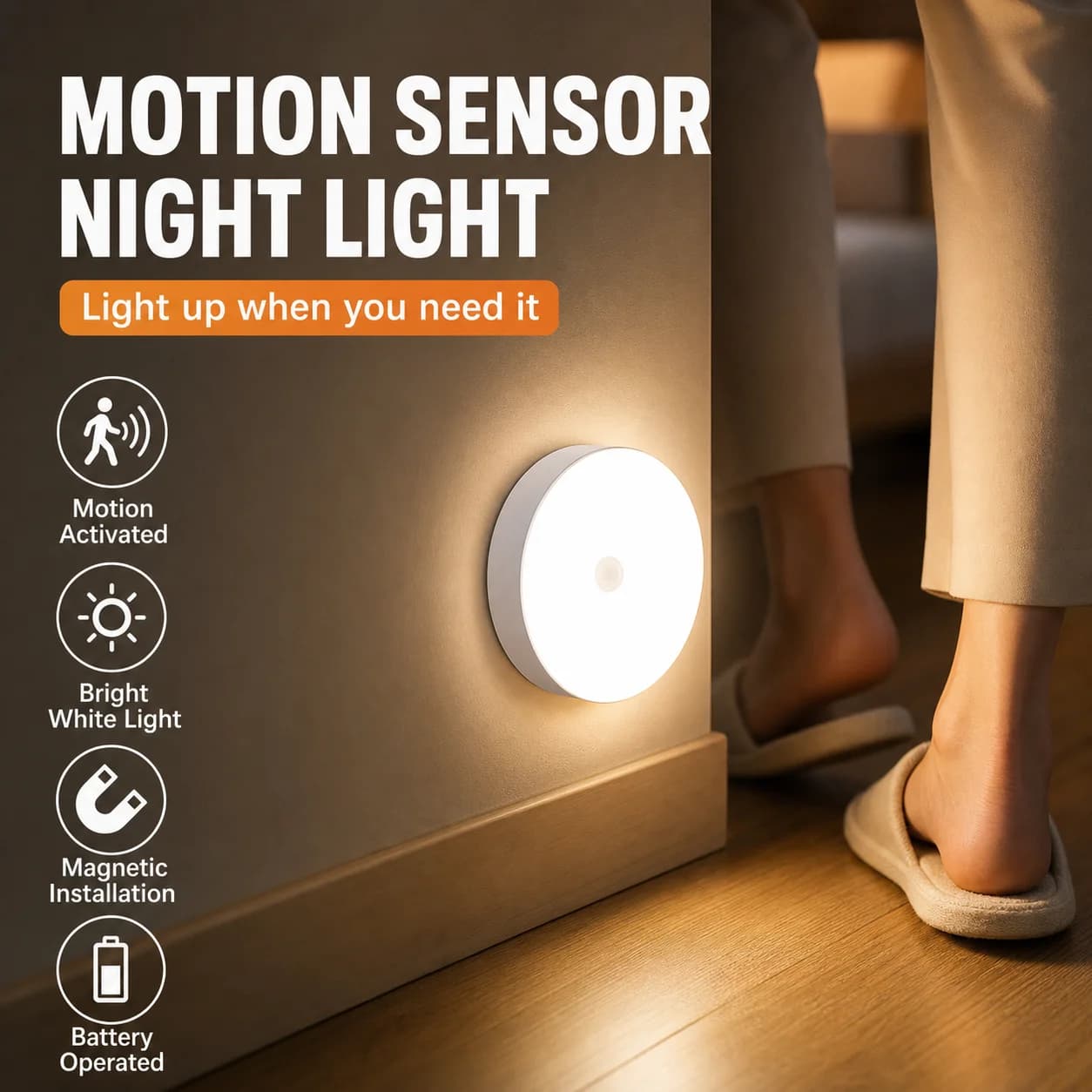 Motion Sensor LED Night Light USB Rechargeable Night Lamp For Kitchen Cabinet Wardrobe Lamp Staircase Wireless Closet Light