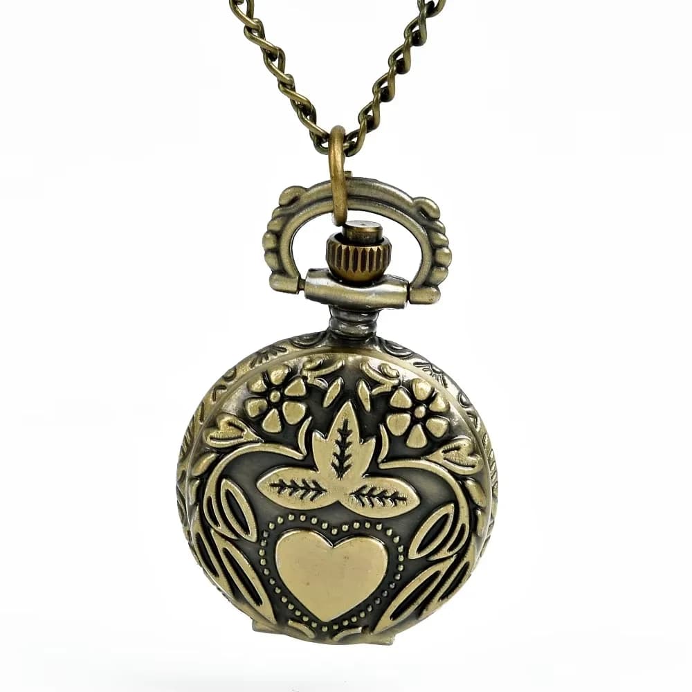 6044 Orologio da tasca con fiore a foglia vintage, macchina avvolgitrice a mano cava, collana con ciondolo, regalo per le vacanze da donna