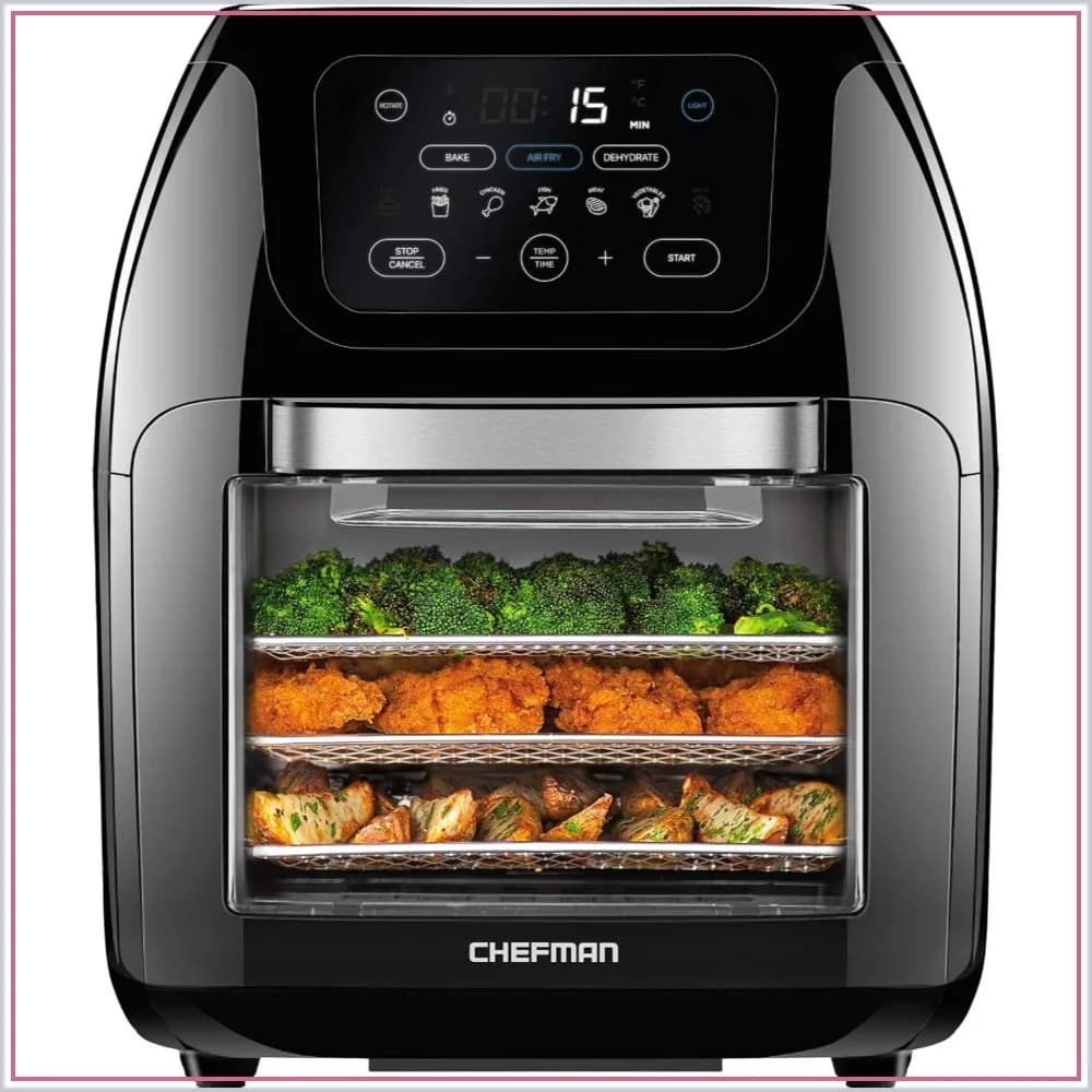 Multifunctional Digital Air Fryer with Rotisserie, Dehydrator, Convection Oven, 17 Presets, XL 10L Family Size, Auto Shutoff, Large Easy-View Window