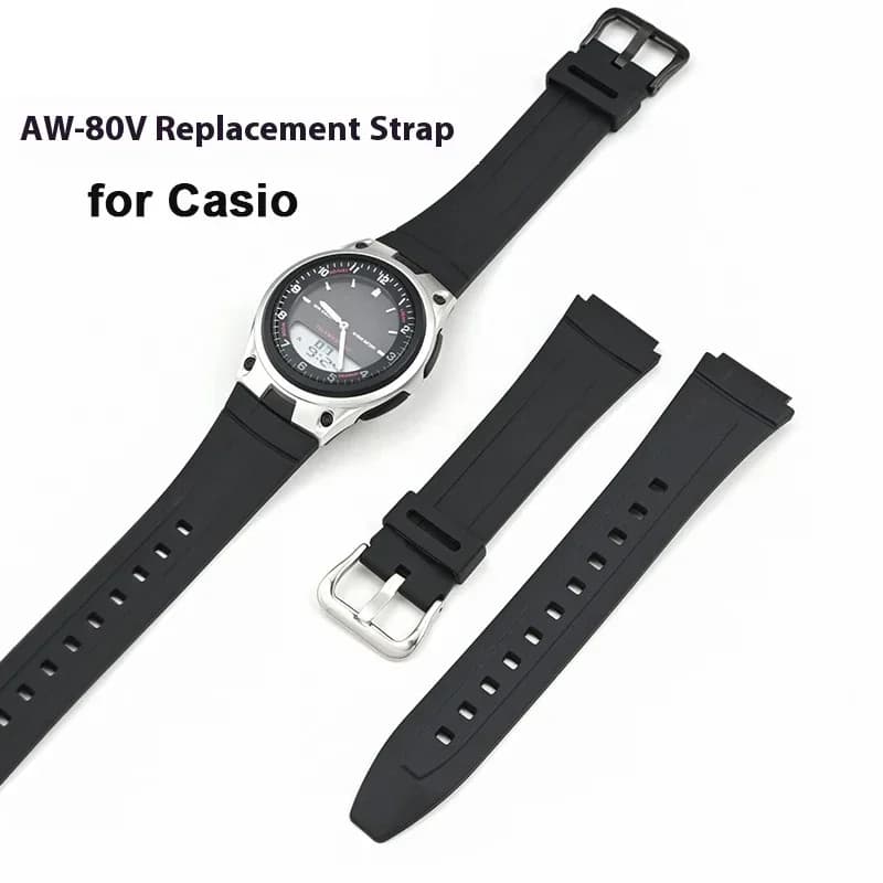 Cinturino in resina di gomma per Casio AW-80 AW-82 18mm cinturino elettronico uomo donna nero convesso impermeabile braccialetto sportivo accessori