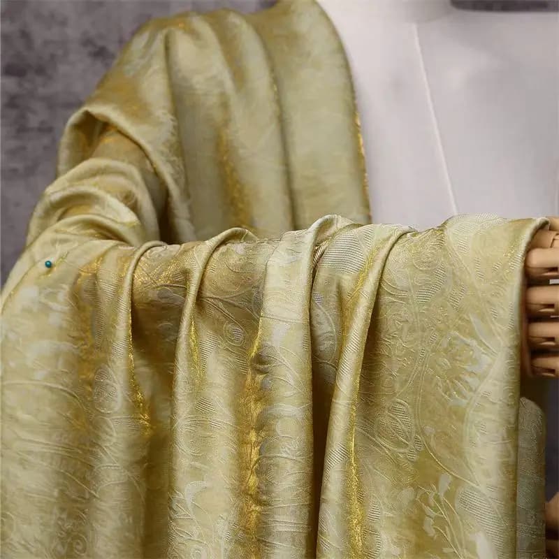 Jacquard Chinese Silk Fabric 5mX1.5m, Material for Traditional Hanfu Dresses, skirts, Ethnic Fabrics Embroidered for Pijamas and Costumes